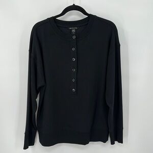 Athleta Balance Black Henley Sweatshirt Size Medium